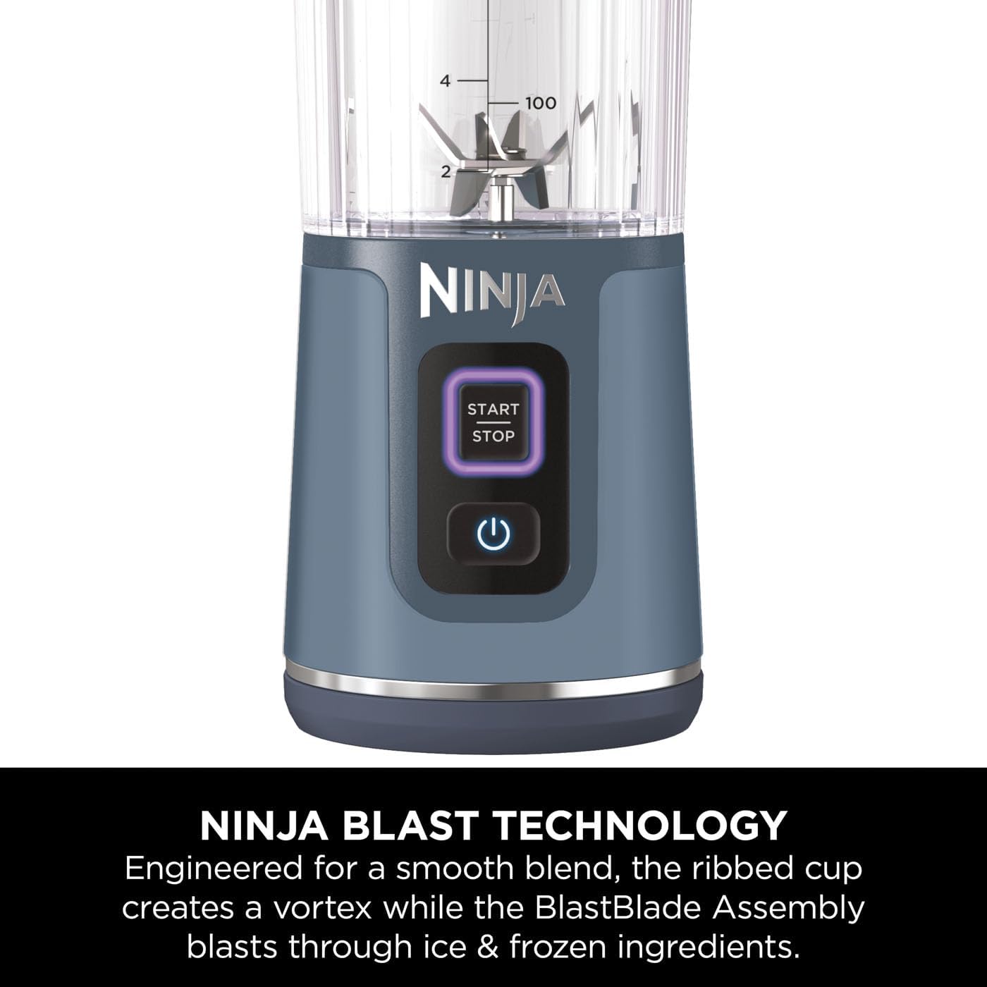 Ninja blender with control panel on a white background