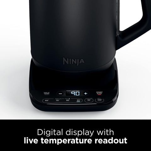 Ninja electric kettle with digital display on a white background