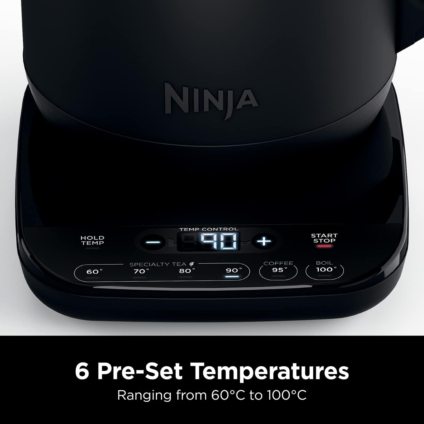 Ninja electric kettle with digital temperature control on a white background