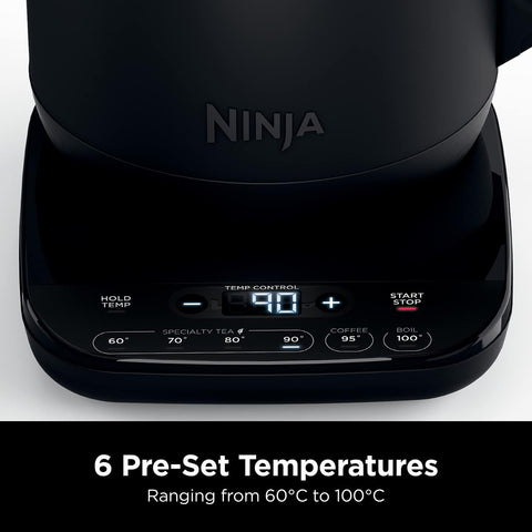 Ninja electric kettle with digital temperature control on a white background