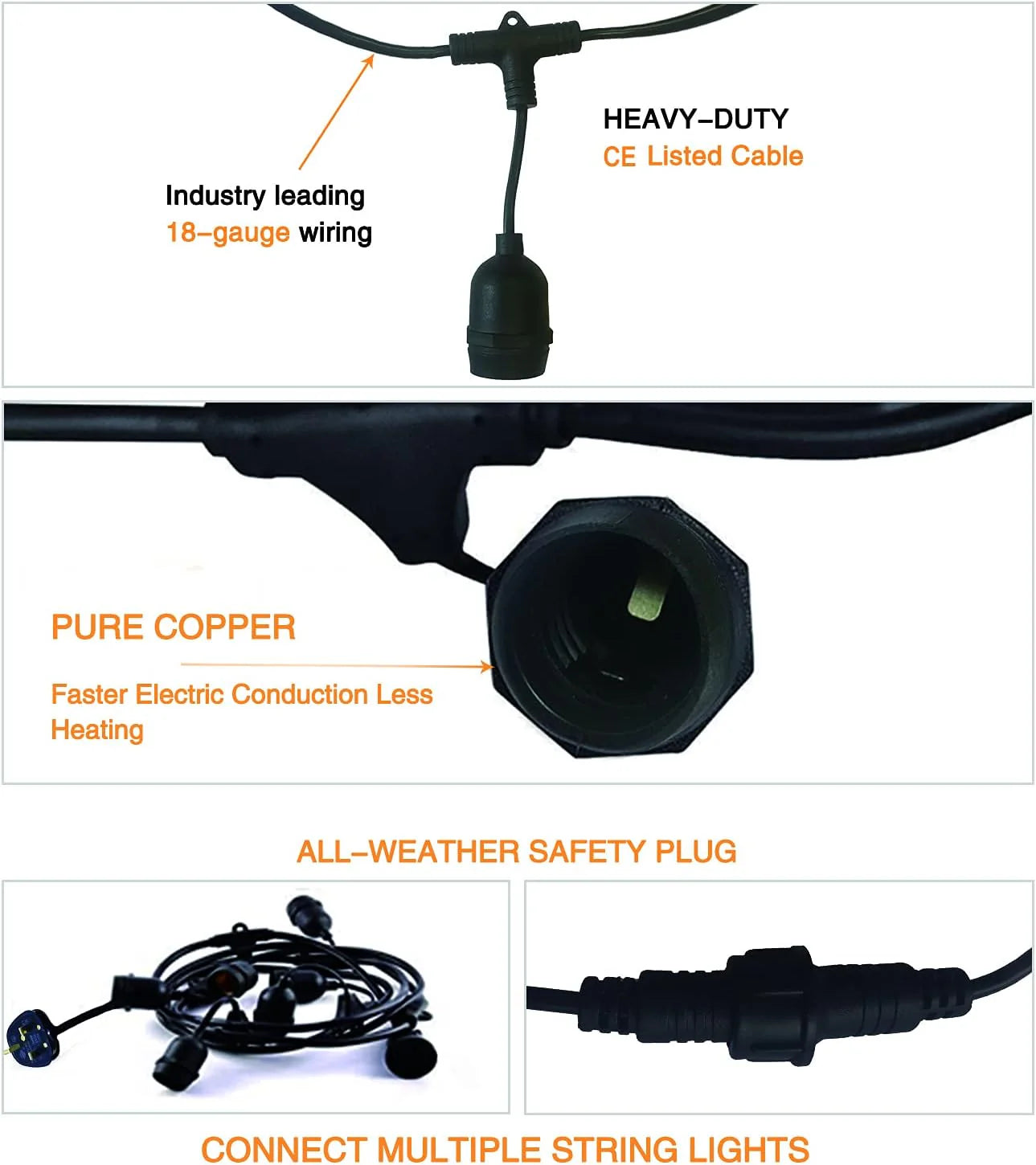 Close-up of waterproof LED festoon bulb glowing warmly at night


