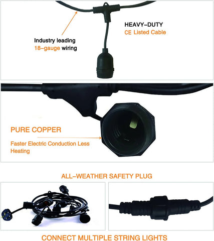 Close-up of waterproof LED festoon bulb glowing warmly at night

