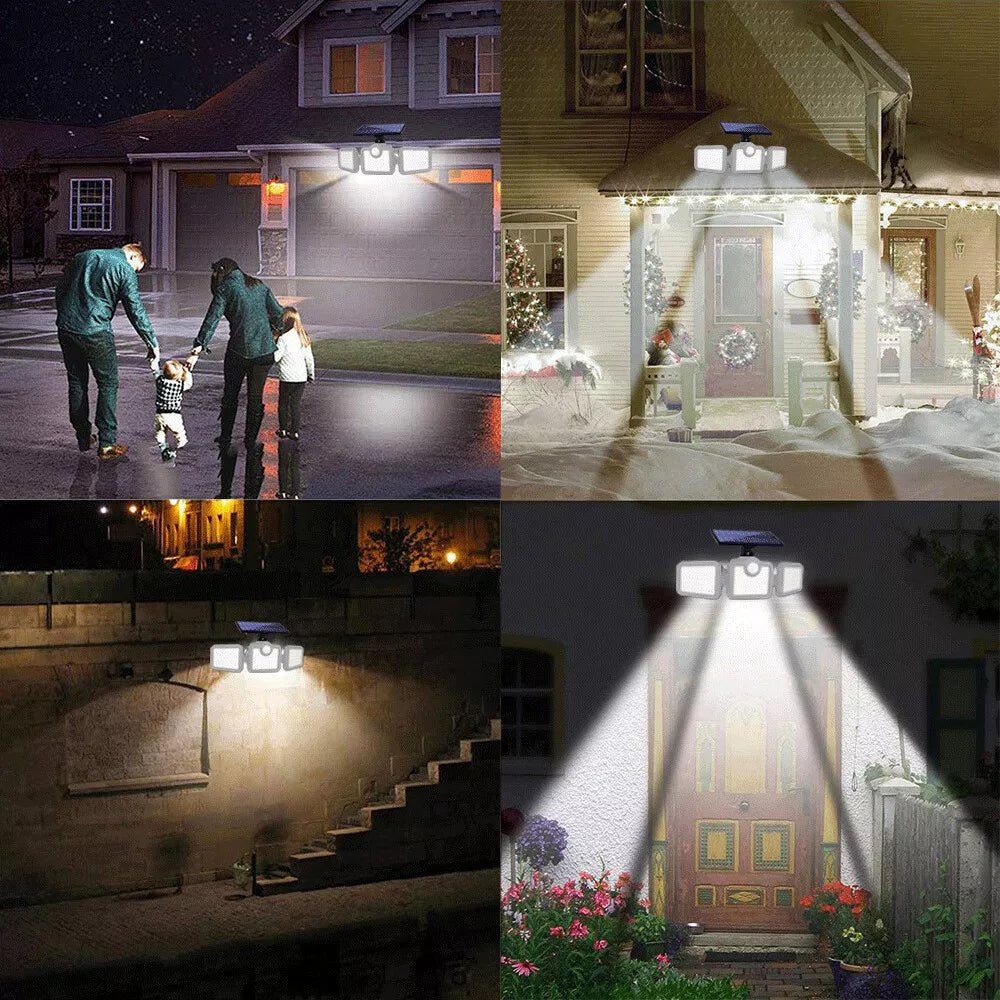 Outdoor 74LED Solar Powered Motion Sensor Wall Light in UK Garden Lamp