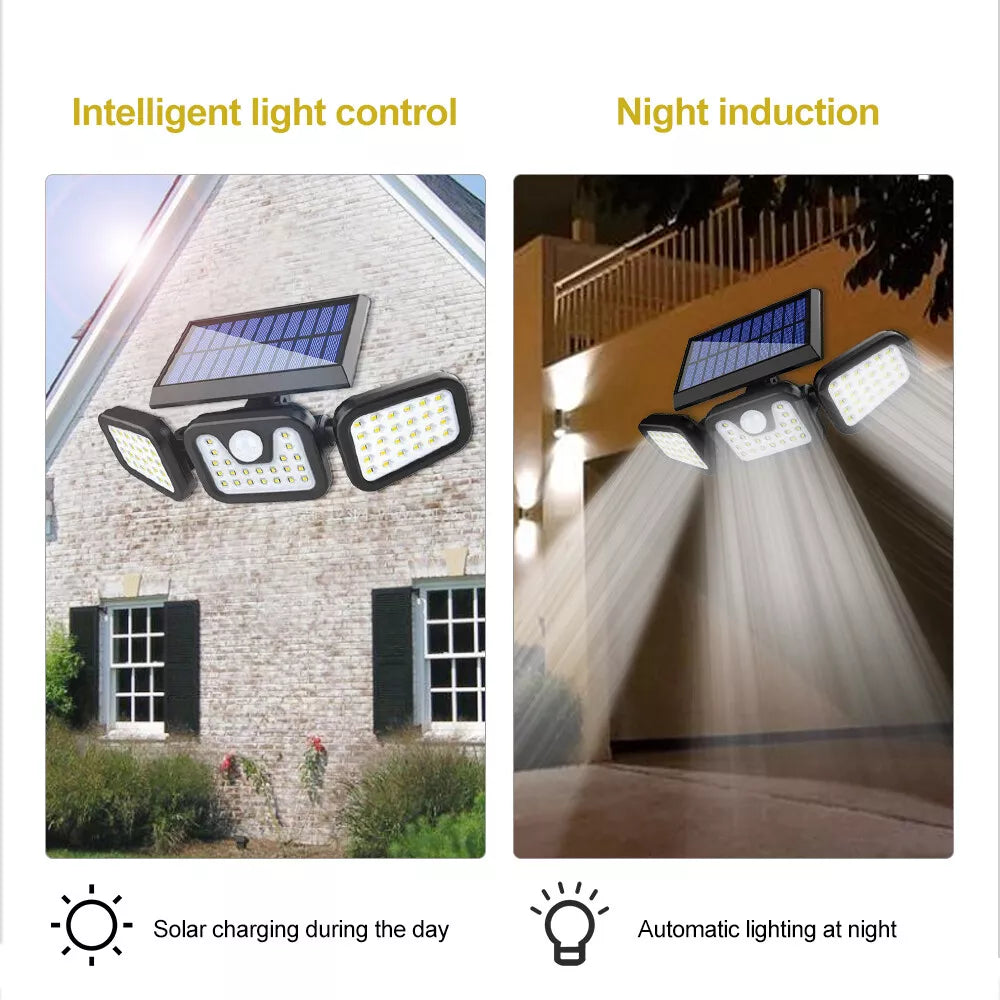 Outdoor 74LED Solar Powered Motion Sensor Wall Light in UK Garden Lamp