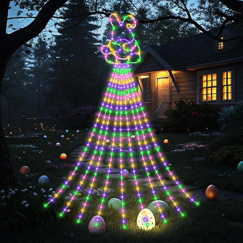 Outdoor Easter bunny LED lights with cascading design