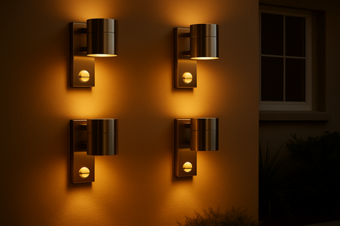 Outdoor GU10 wall light with glass diffuser