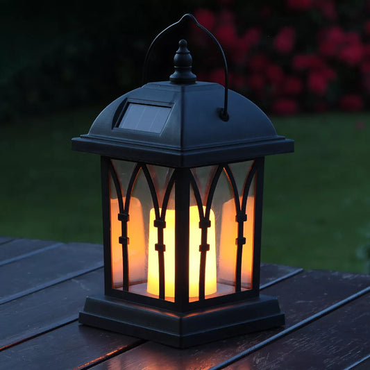 Outdoor Hanging Lantern Flickering LED Solar Powered 27cm Garden Lantern Lamp