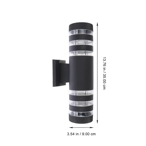 Modern black outdoor LED wall lamp with dual light heads

