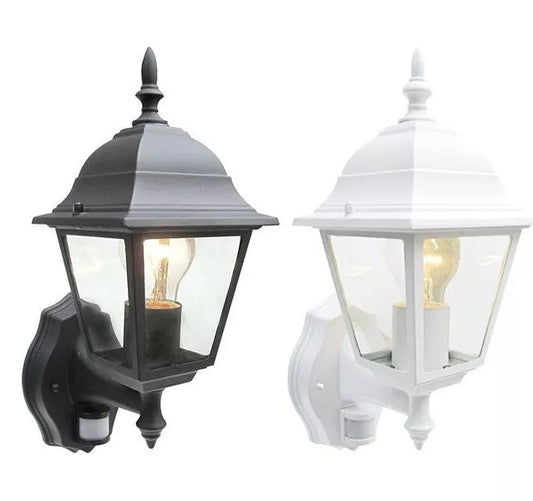 Outdoor Pir Wall Lantern Sensor Light Security 4 Sided Exterior Motion Security Black