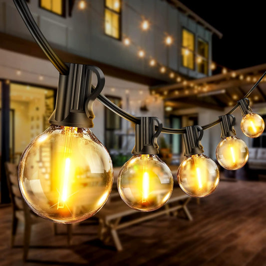 Shatterproof plastic LED bulb illuminated at night.

