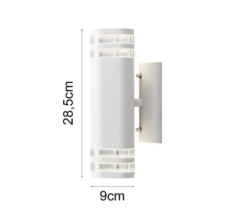 Matt white finish wall sconce mounted on an exterior wall


