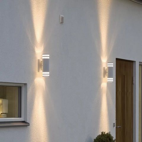Modern design of the outdoor wall light in matt white finish

