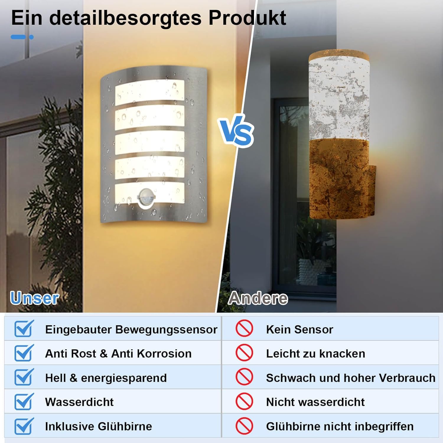 Outdoor wall light in a stainless steel finish adding elegance to a porch

