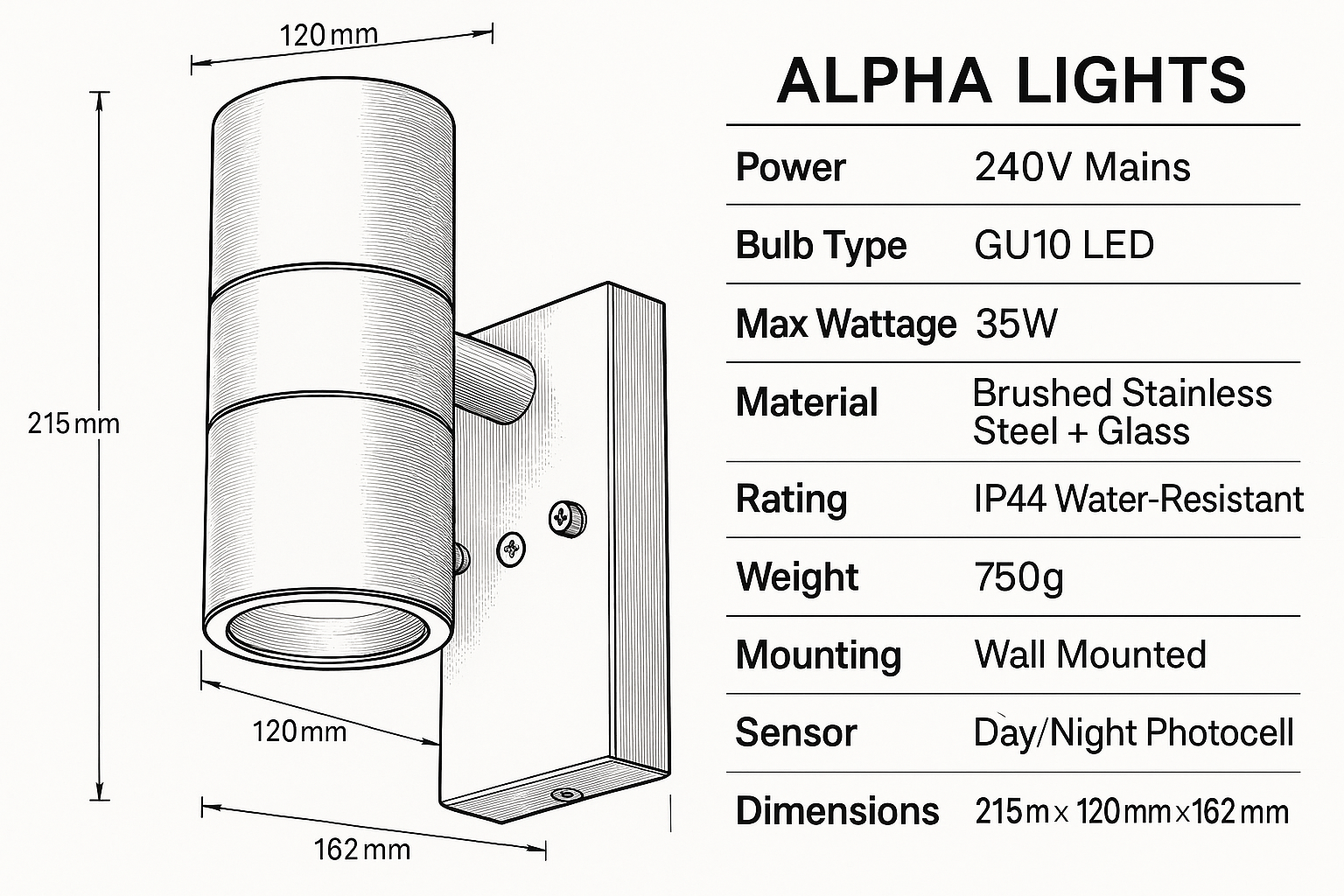 Outdoor dual LED beam wall sconce

