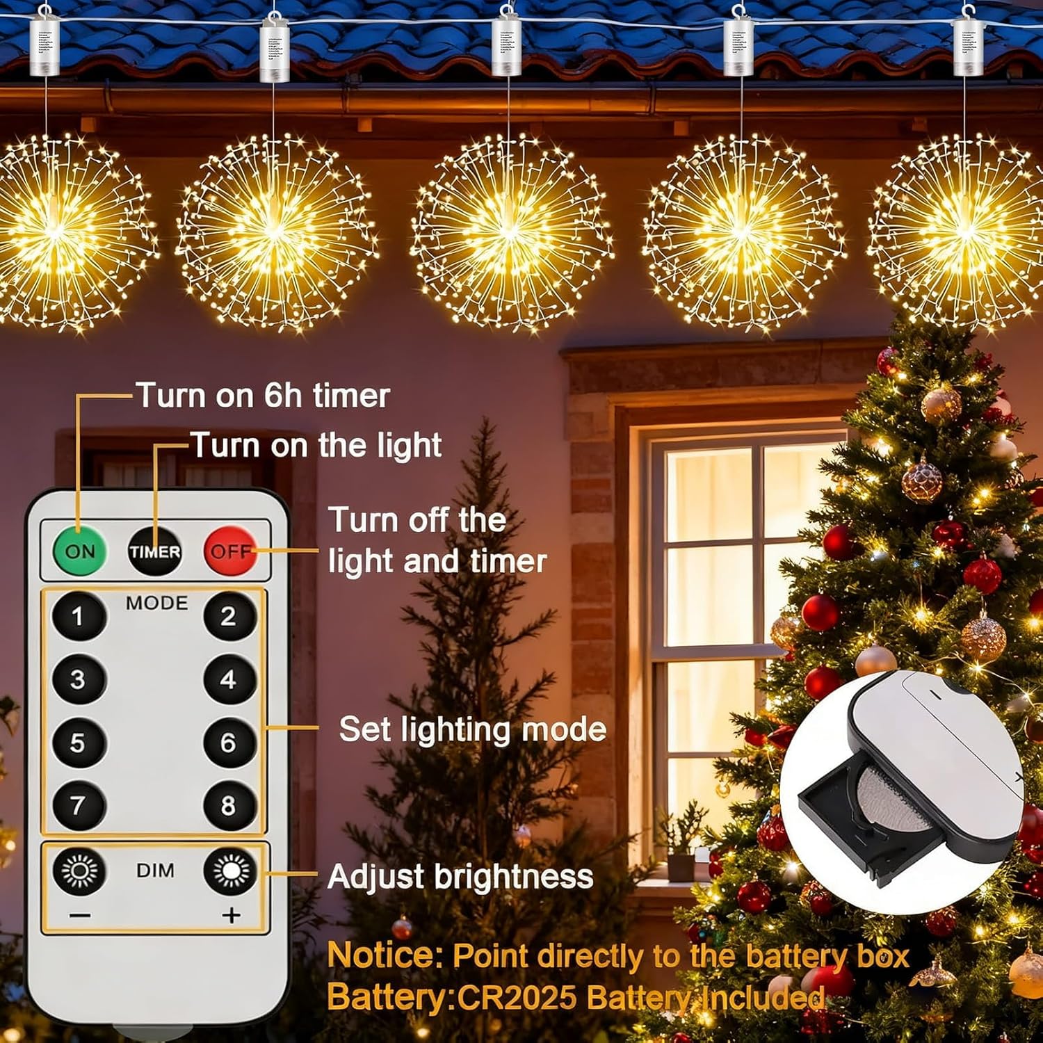 Outdoor firework LED lights with remote control