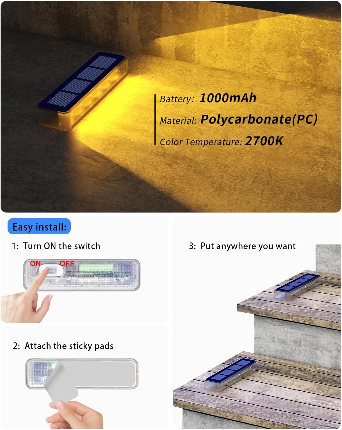 Outdoor light fixture with specifications and installation instructions on a wooden surface.