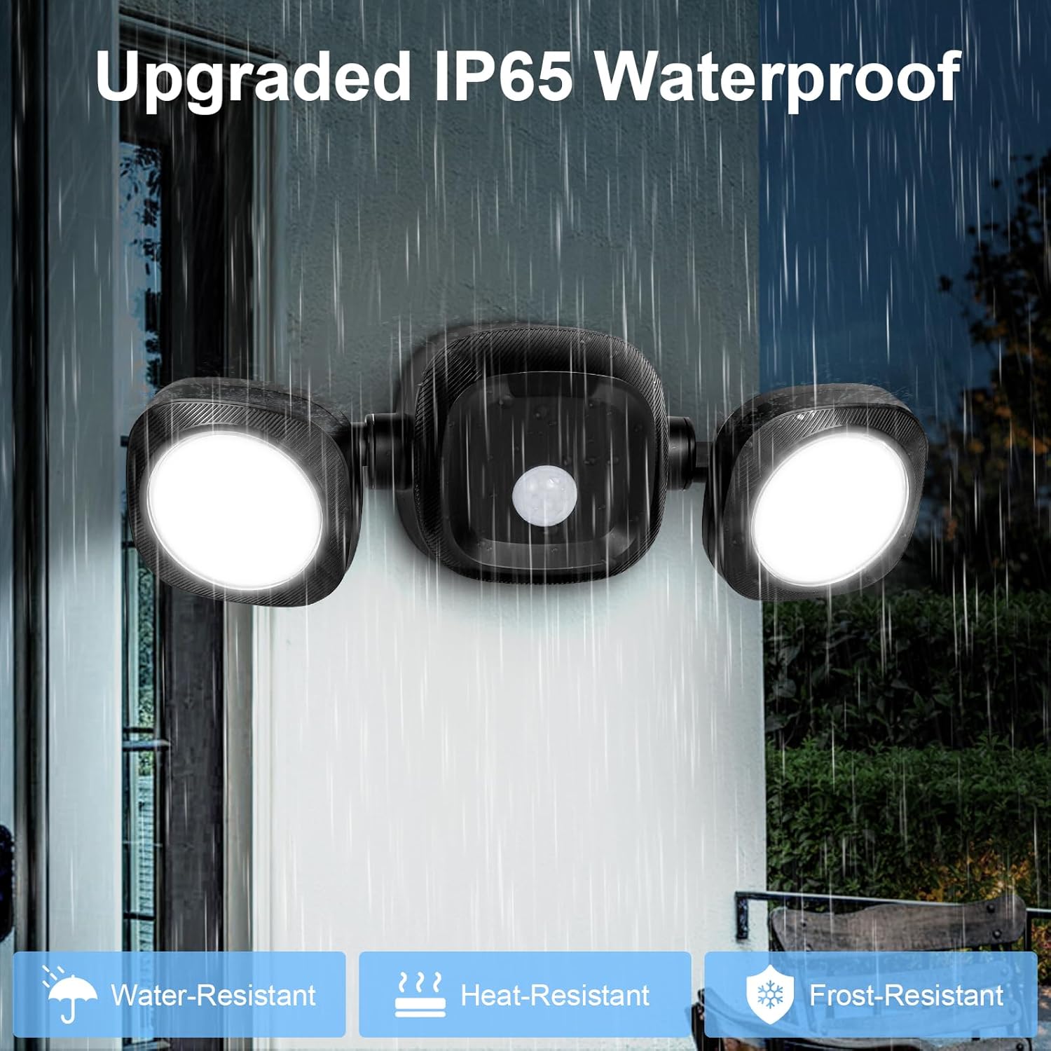 Outdoor light fixture with waterproof rating in rain