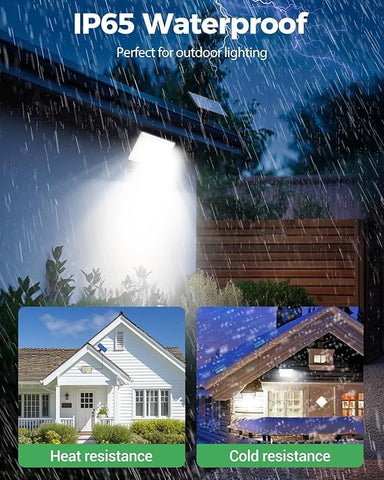 Outdoor lighting solution with IP65 waterproof rating, heat resistance, and cold resistance features.