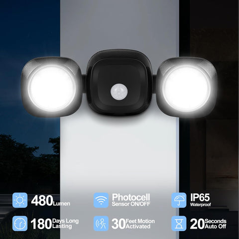 Outdoor security light with motion sensor on a white background