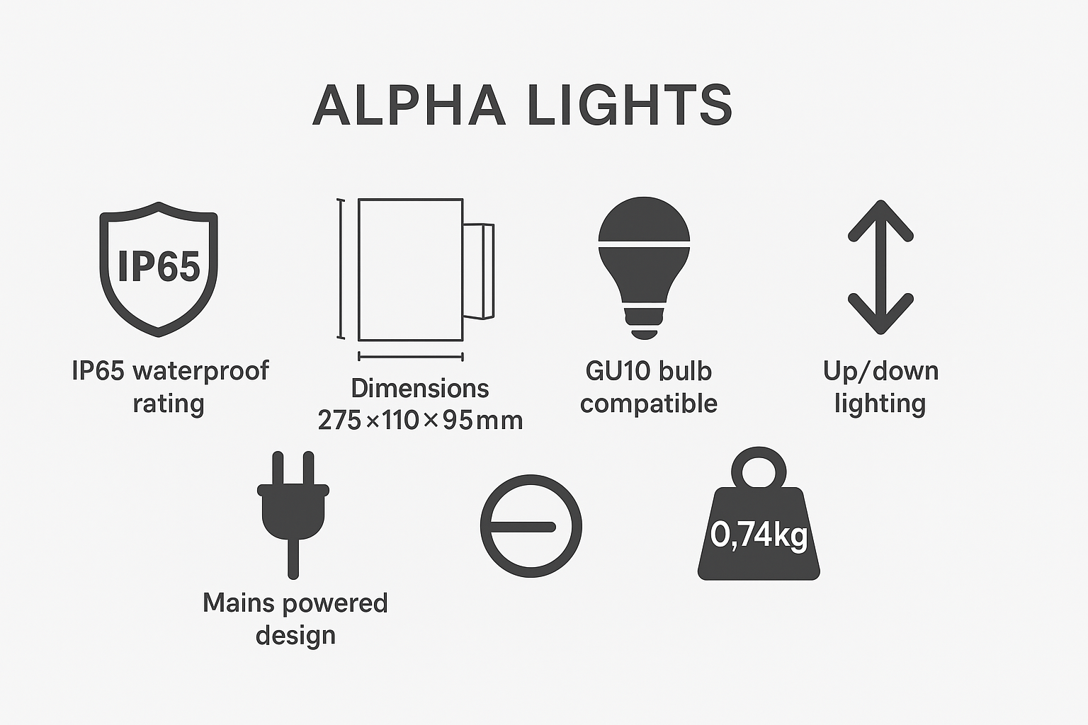 Outdoor square wall light GU10, IP65 waterproof

