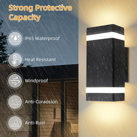 Outdoor wall light fixture with waterproof, heat-resistant, windproof, anti-corrosion, and anti-rust features.