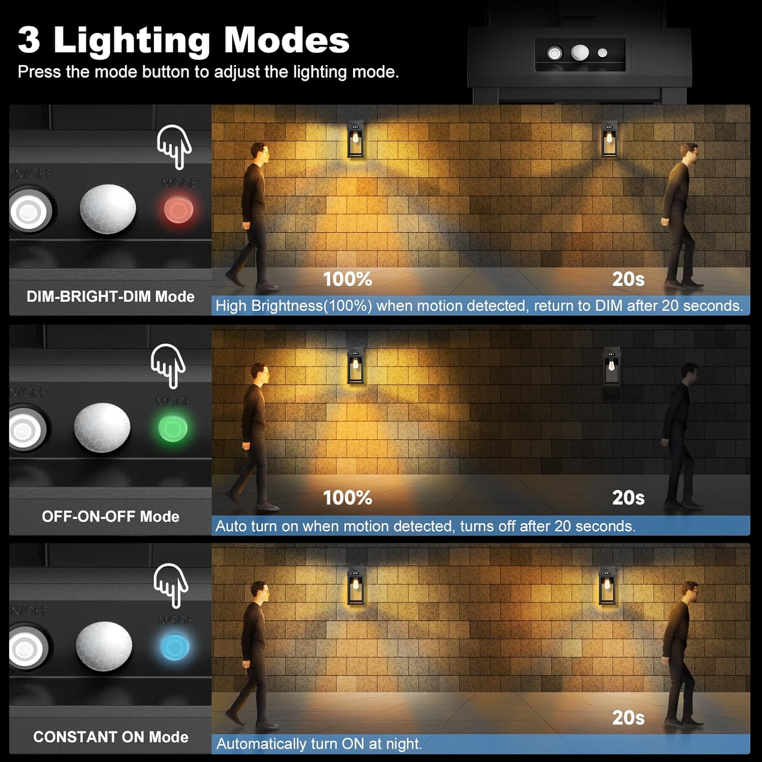 Outdoor wall light fixture with weather resistance features on a gray background