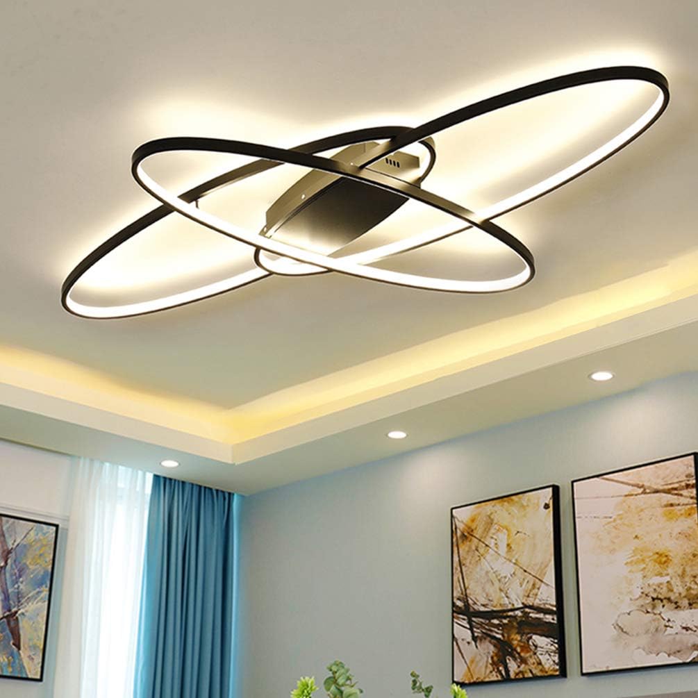 Oval black LED ceiling light with remote

