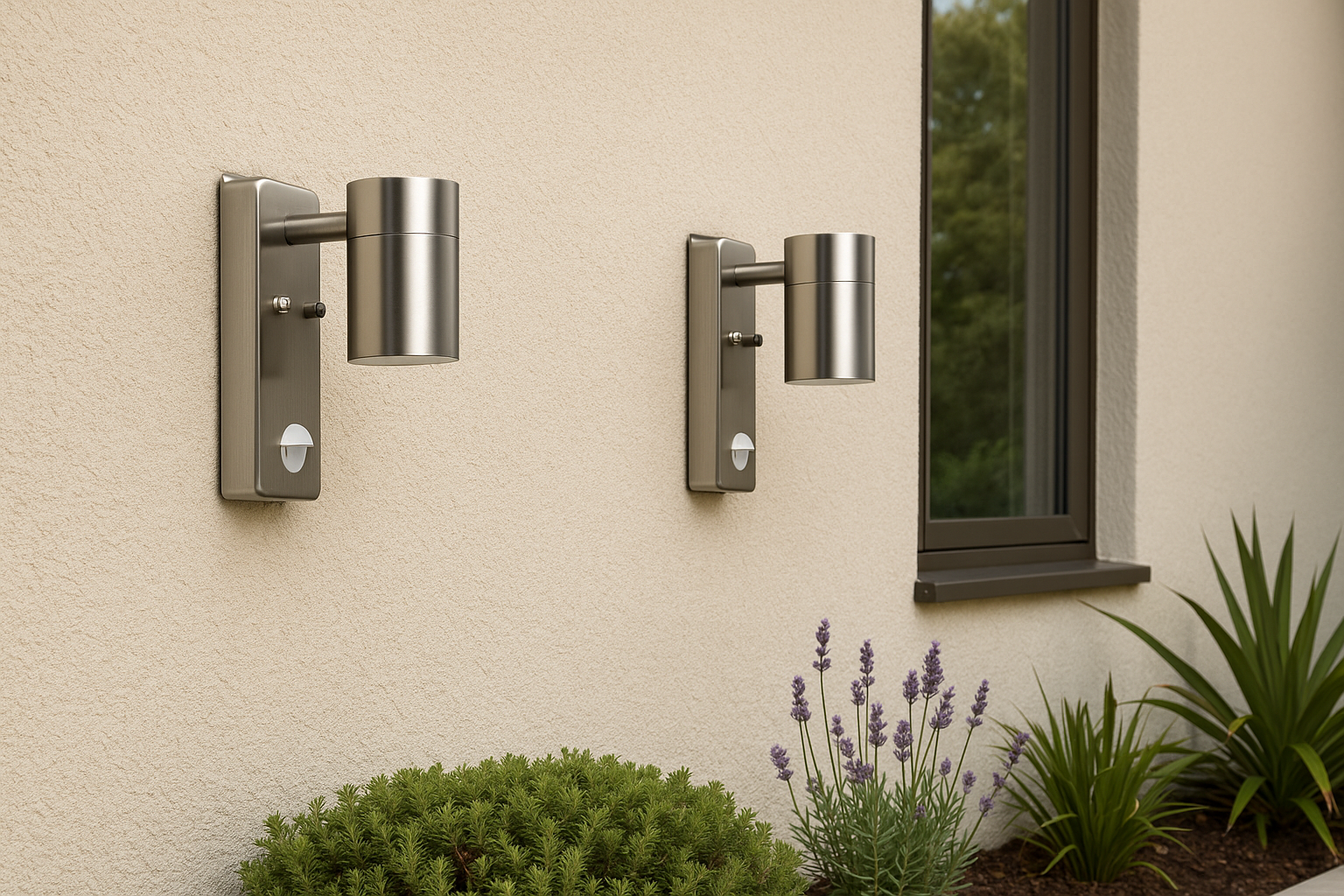 PIR GU10 exterior light with clear diffuser