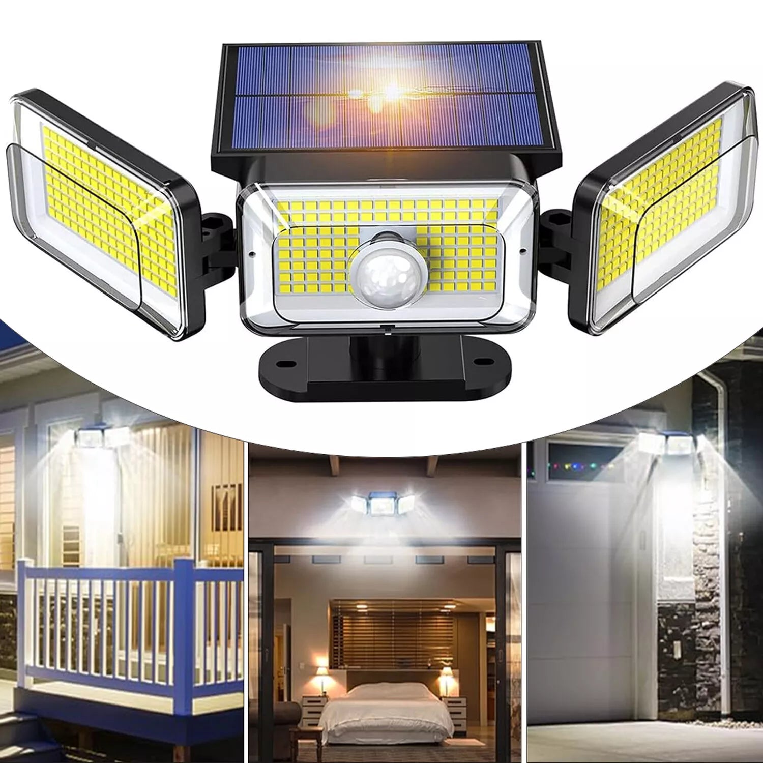 Remote-controlled solar wall light on exterior fence

