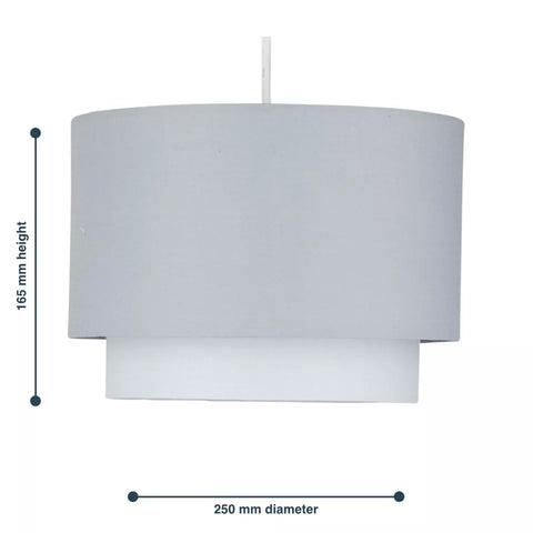 Pair of Grey Ombre 2-Tier Ceiling Light Shades – Easy Fit – UK