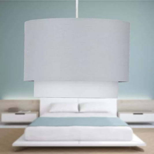 Pair of Grey Ombre 2-Tier Ceiling Light Shades – Easy Fit – UK