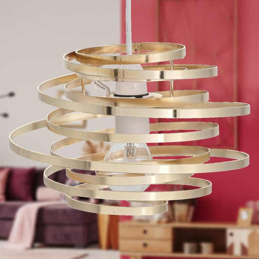 Pair of Modern Metal Swirl Ceiling Light Shades Gold Metal Easy Fit Light Shades - No Wiring Required Modern Design Lamp Shades Height 25cm Diameter 23cm