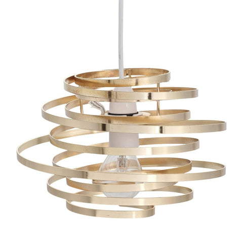 Close-up of sculptural gold swirl ceiling shade pattern
