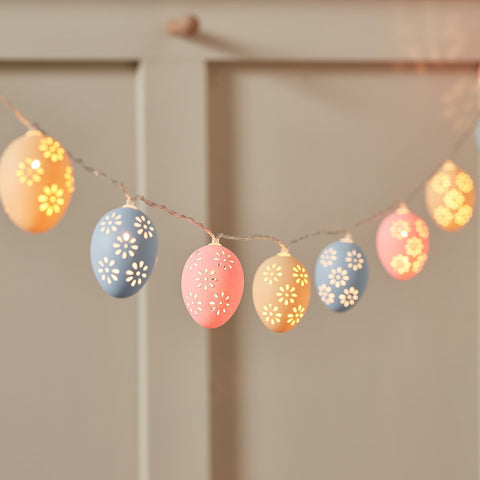 Pastel Easter egg LED fairy string lights with warm white glow, 4.5m