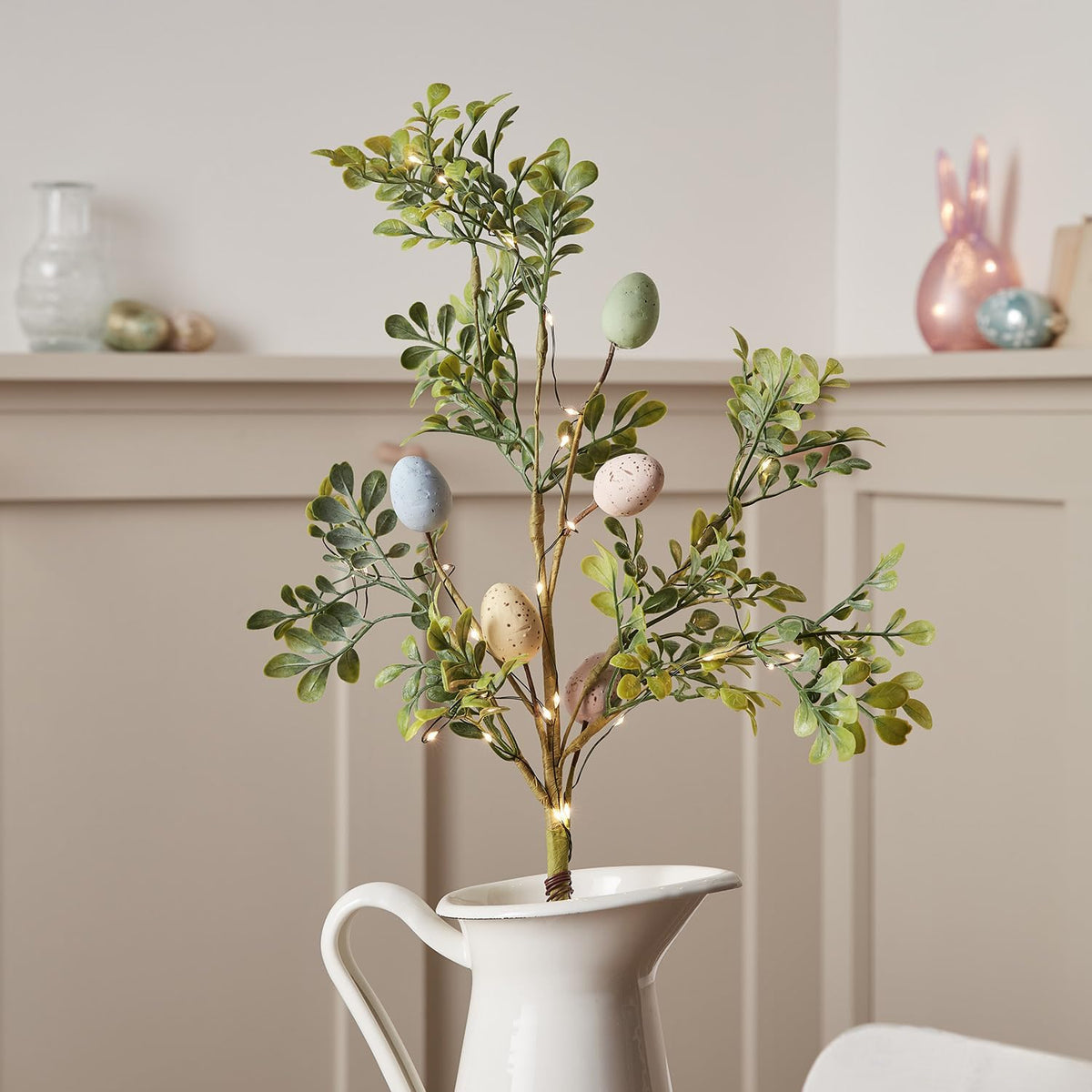 Pastel Easter egg LED sprig with warm white lights