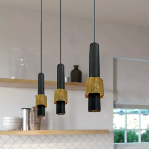 Contemporary ceiling pendant light installed in a stylish café.

