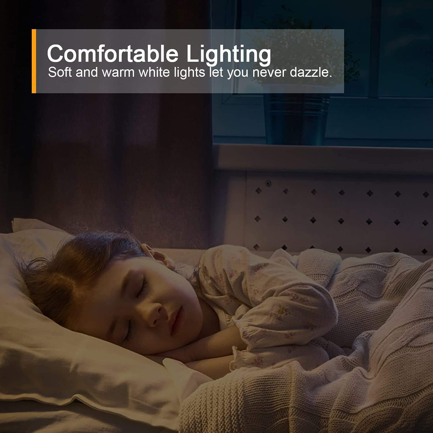 Person sleeping in a bed with soft lighting, emphasizing comfort.