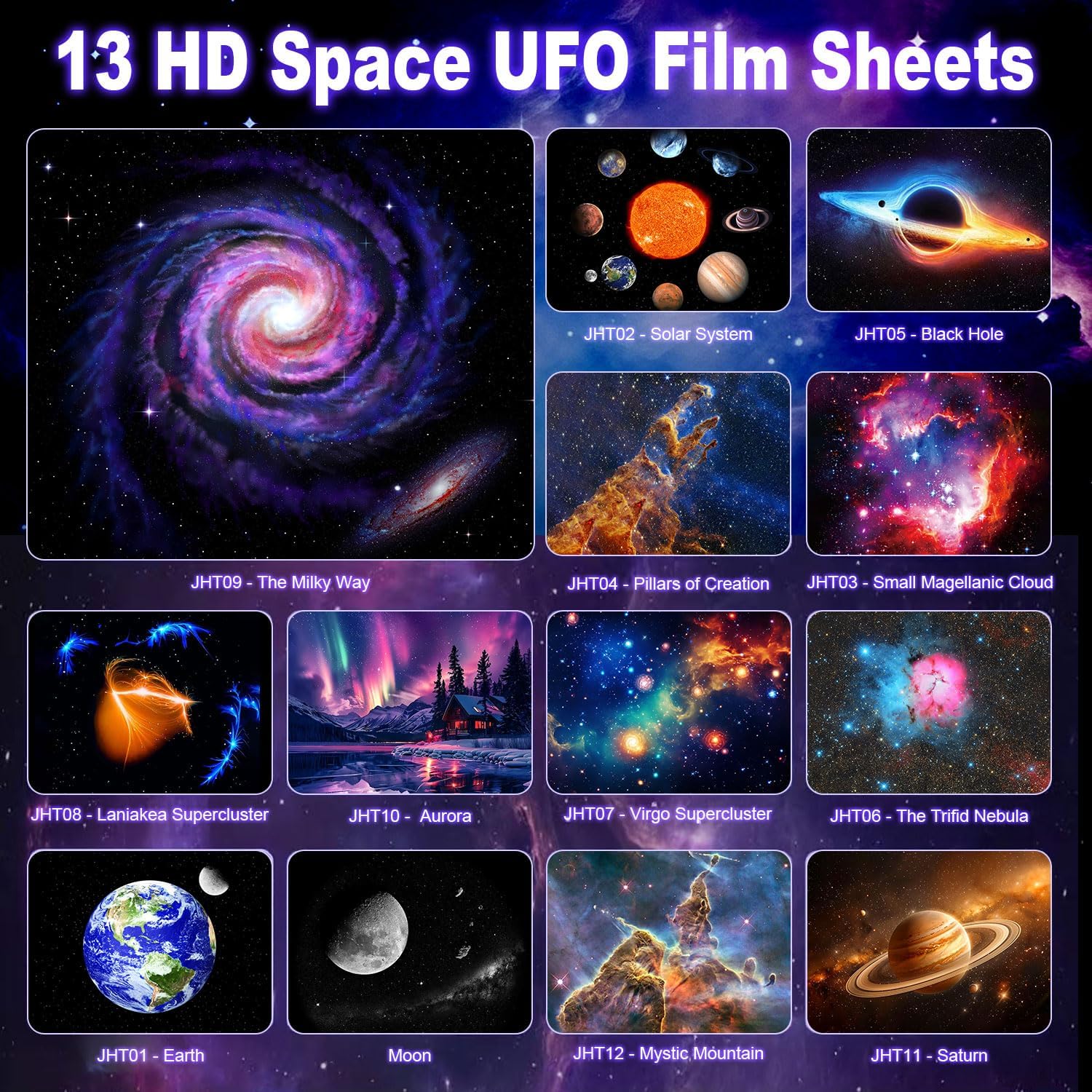 Planetarium projector with space film discs
