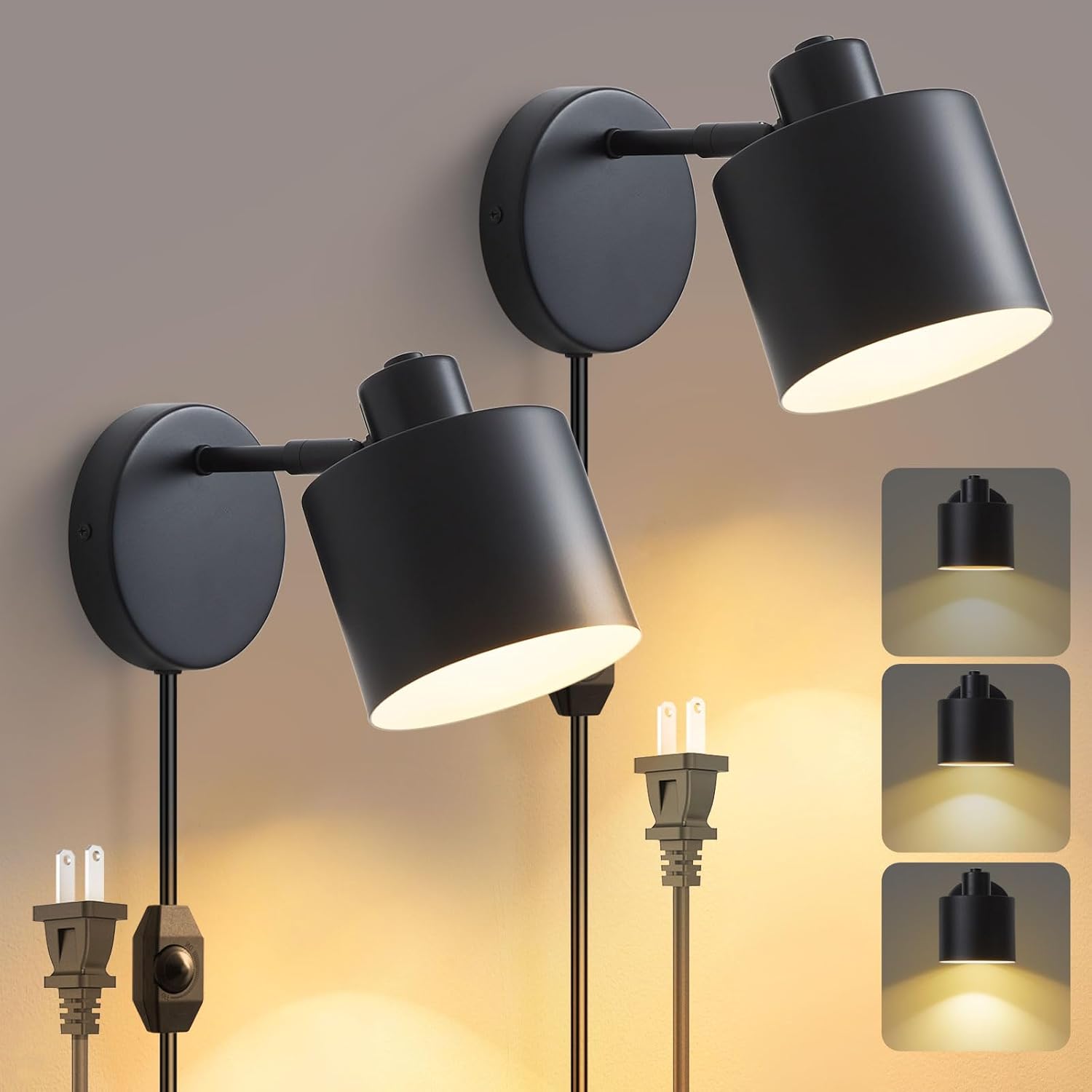 Plug-in wall light black

