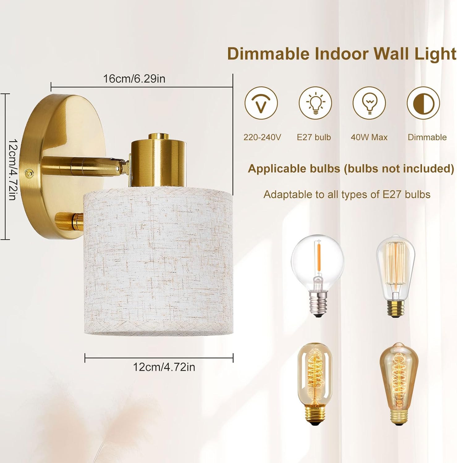 Plug-in wall sconce with dimmer


