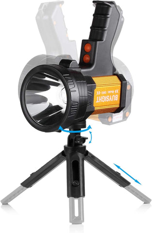 Portable spotlight with tripod attachment on a white background