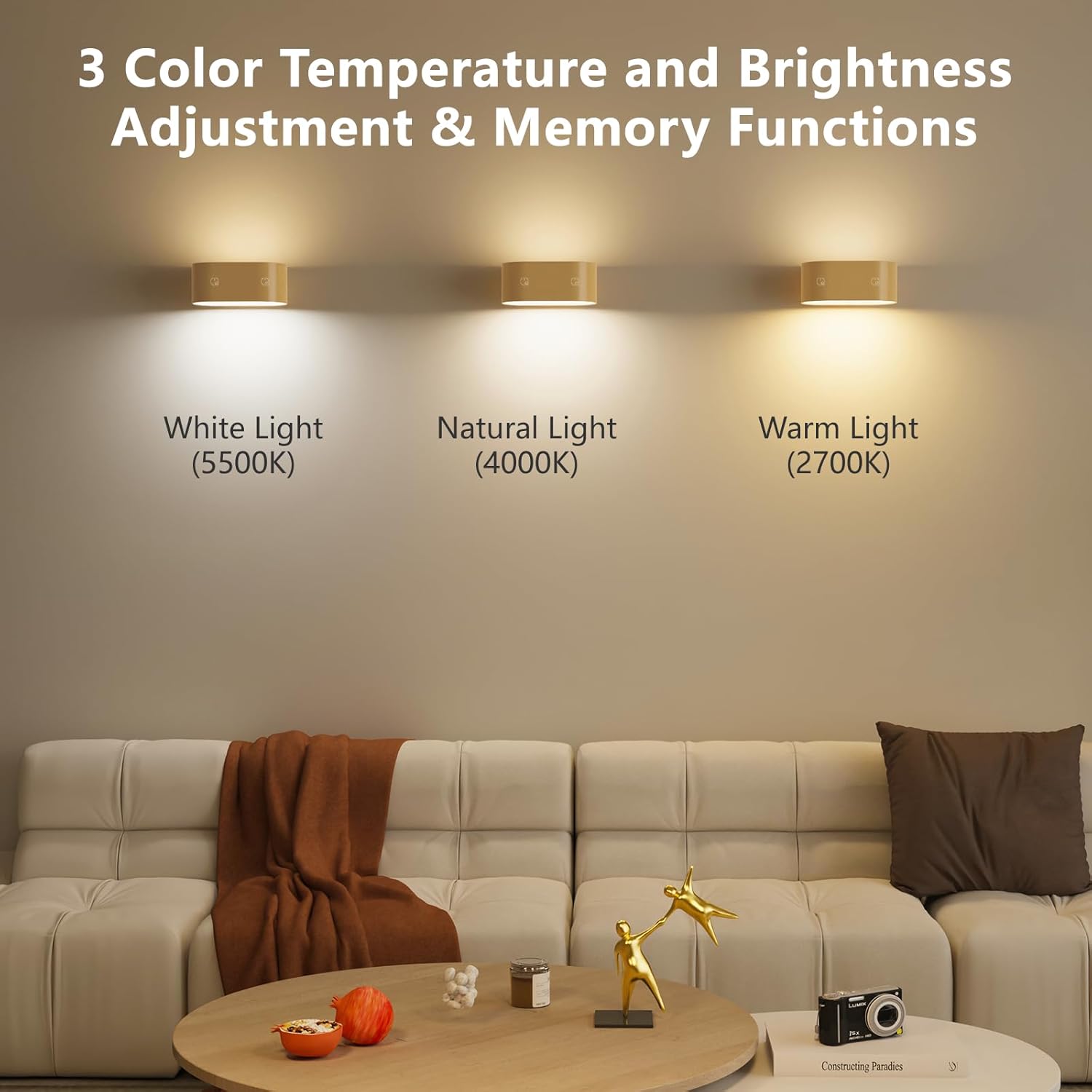 Portable wall light with 360° rotation

