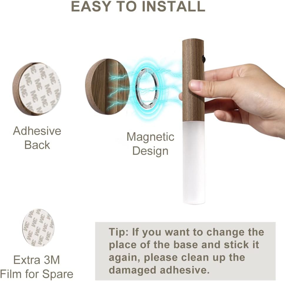 Portable wooden night light with magnet

