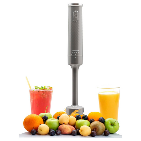 Hand Blender 200W Stick Immersion Blender – Cool Grey Handheld Electric Mixer with Stainless Steel Blade for Soups & Smoothies