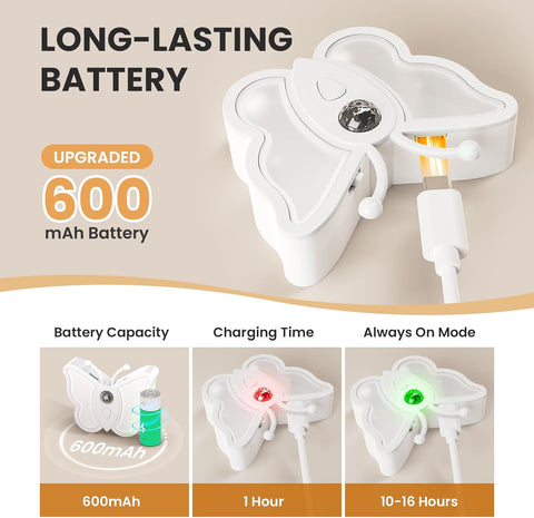 Product with battery information and features on a beige background