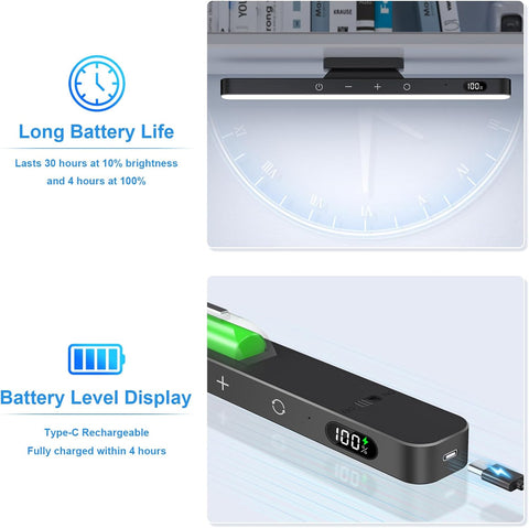 Product with battery life and level display features on a white background