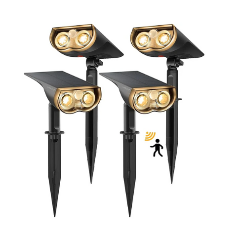 Pack of 2 LED PIR Motion Sensor Stake Lights installed in a garden path

