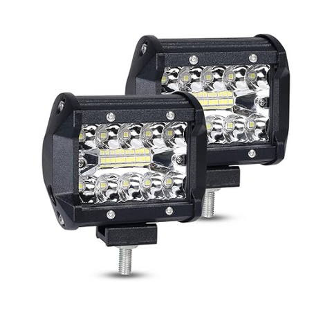 Bright 60W White LED Light Bars Installed on Truck Front Bumper