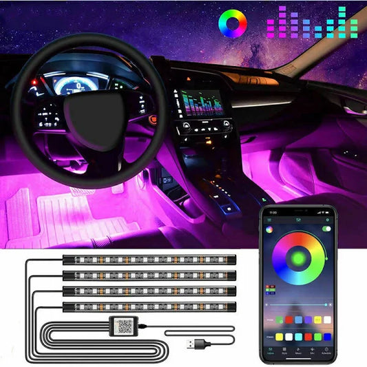 RGB Car LED Strip Light with USB Port APP Control, LED  Car Lights Interior,  Car Accessories Gifts for Men Women - thelights4u.com