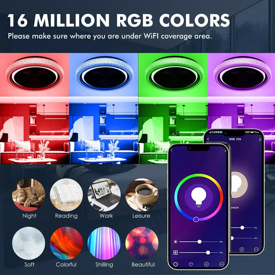 RGB Ceiling Fan with Light &amp; Remote in UK - Shop Now